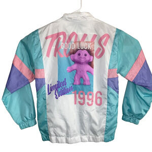 Trolls Retro Windbreaker Juniors Medium Limited Edition 1996 Full Zip Colorful
